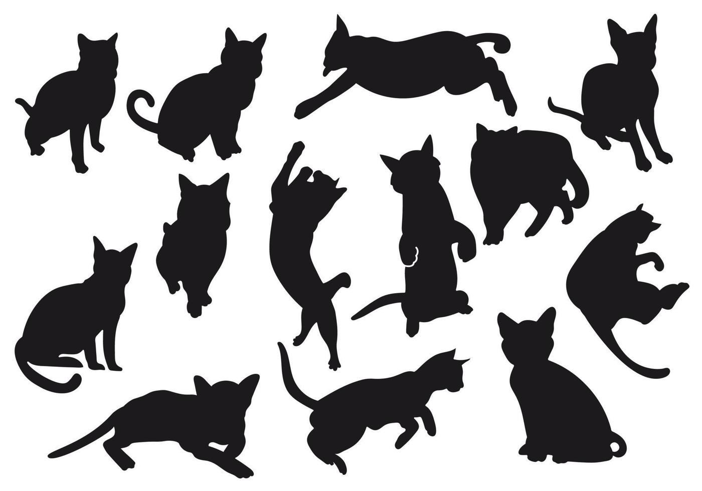 gatto vettore silhouette. gatto gruppo fascio impostato illustrazione. nero colore isolato su bianca sfondo