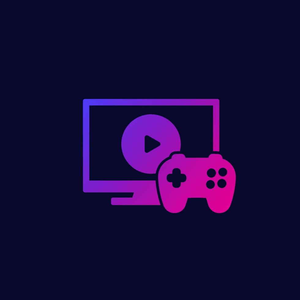 icona di videogiochi con tv e gamepad.eps vettore