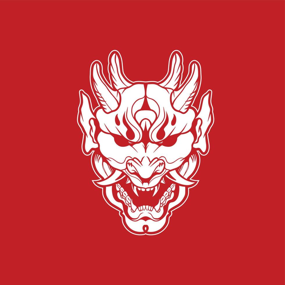illustrazione vettoriale del design del logo della maschera oni demone giapponese