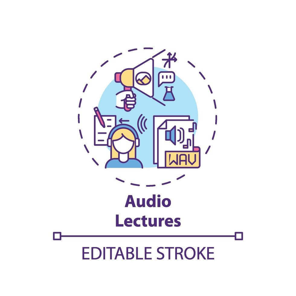 icona del concetto di lezioni audio vettore