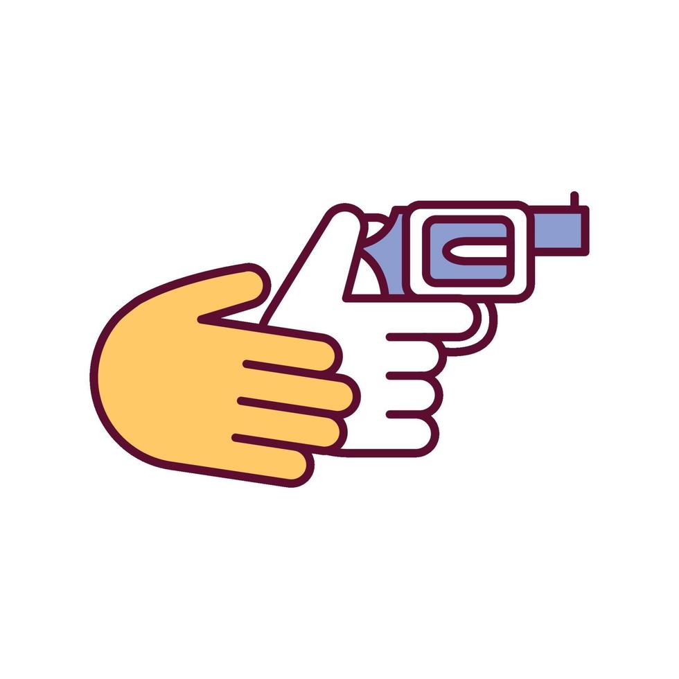icona di colore rgb istruzioni per la manipolazione della pistola vettore