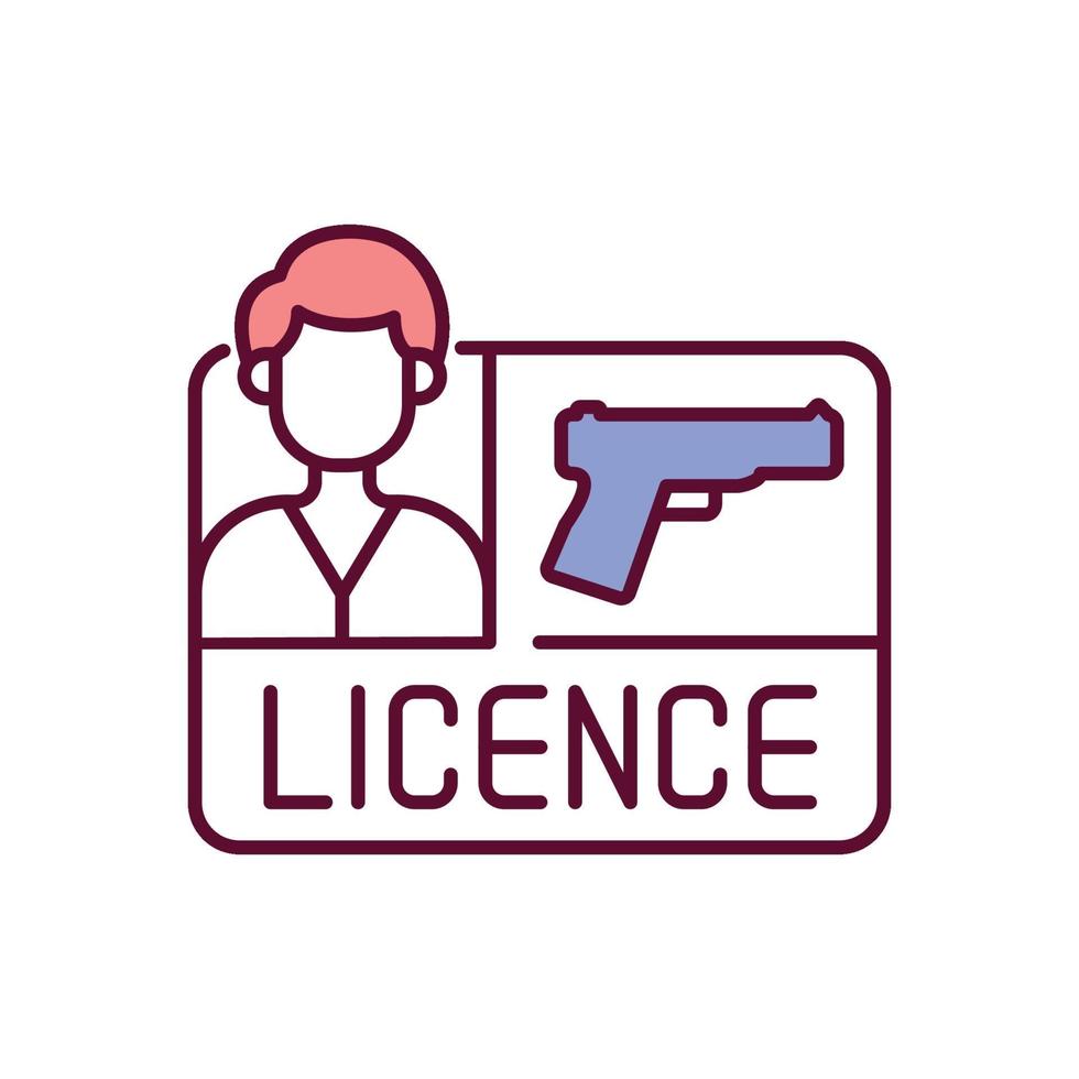 icona di colore rgb licenza pistola vettore