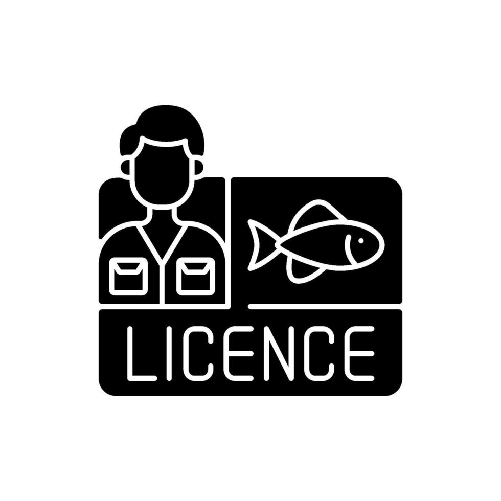 icona del glifo con licenza di pesca nera vettore