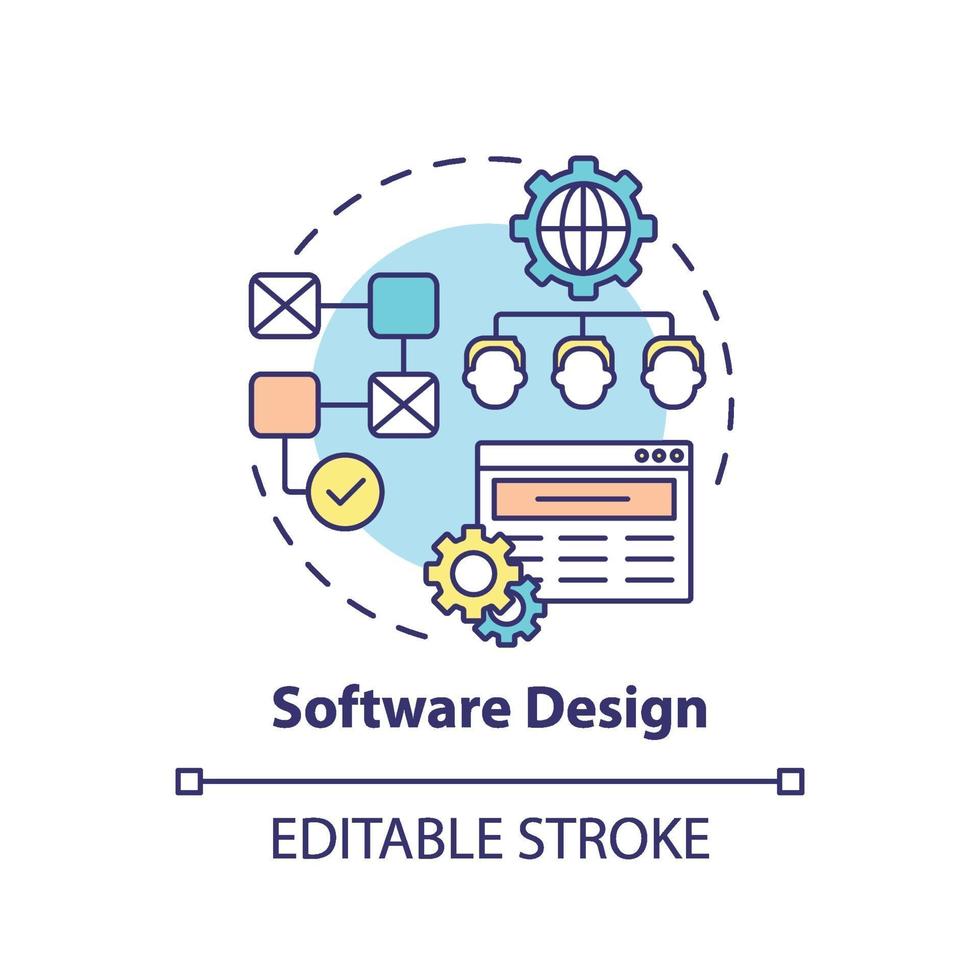 icona del concetto di design del software vettore