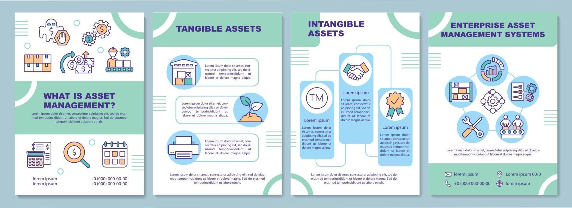 modello di brochure di asset tangibili e immateriali vettore