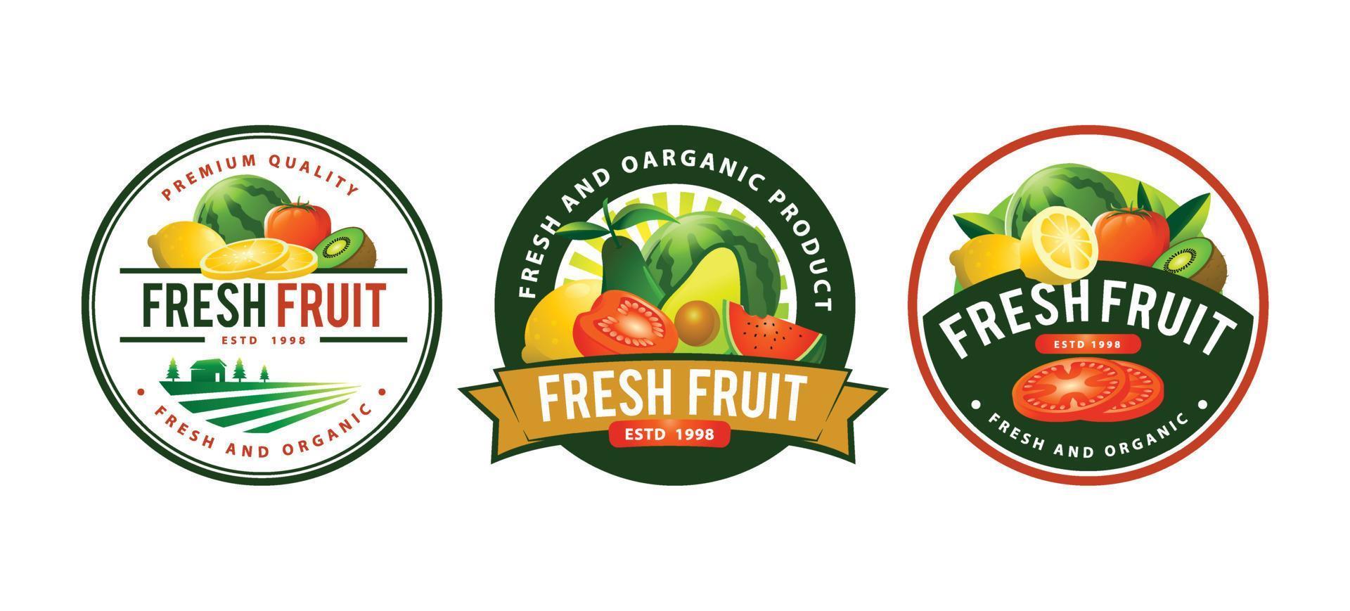 fresco frutta logo modello design vettore