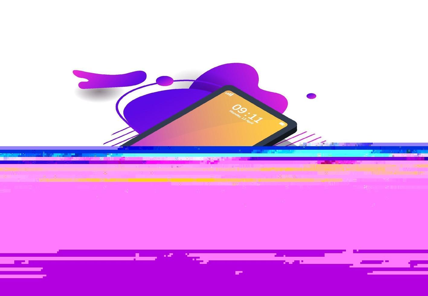 moderno telefono mockup isometrico con estate a colori sfumati per poster, infografiche, asset di gioco, copertina. illustratio di vettore