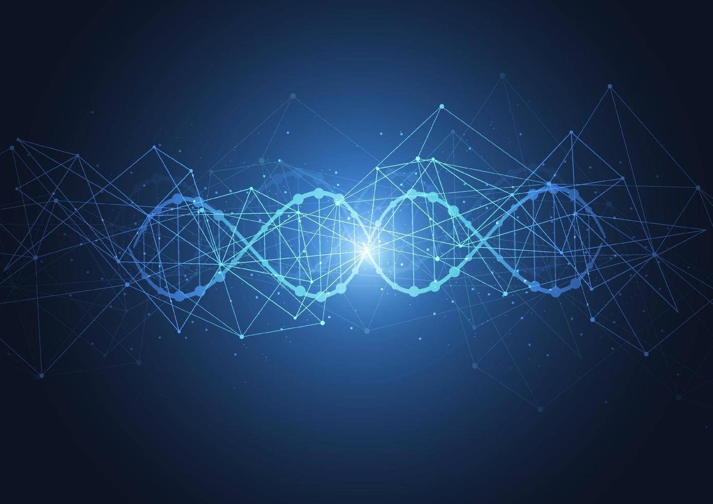 modello di scienza, carta da parati o banner con molecole di DNA. vettore