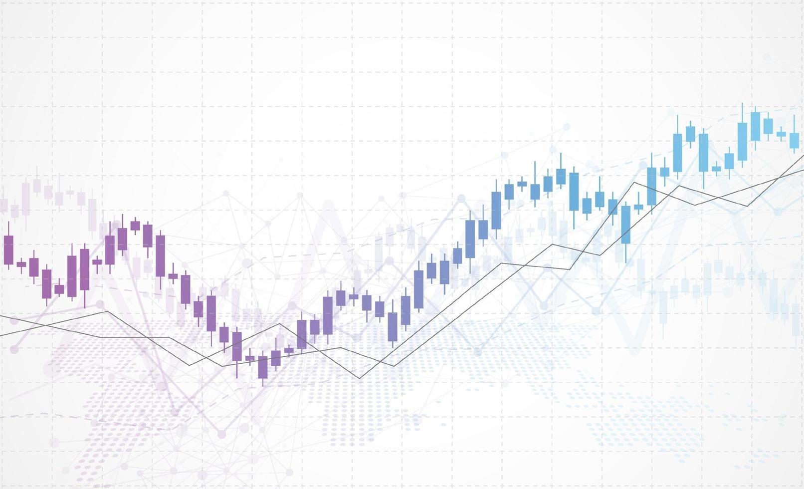 grafico del grafico del bastone di candela di affari del commercio di investimento del mercato azionario su progettazione bianca del fondo. punto rialzista, andamento del grafico. illustrazione vettoriale