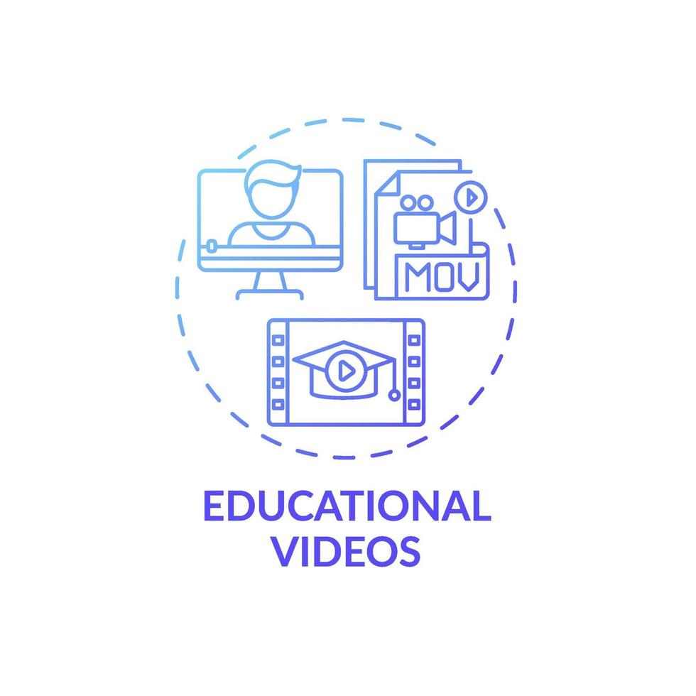 icona del concetto di video educativi vettore