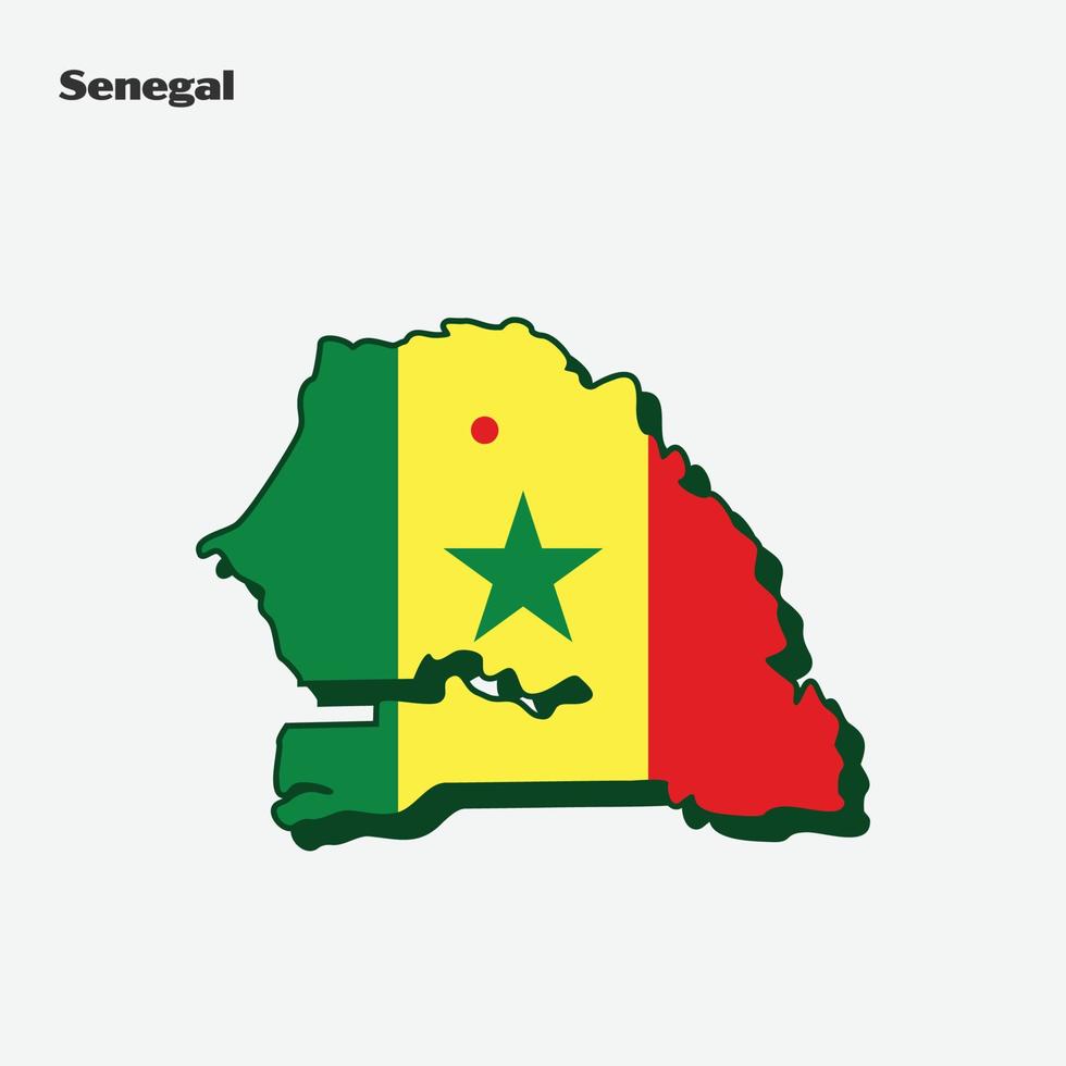 Senegal nazione bandiera carta geografica Infografica vettore