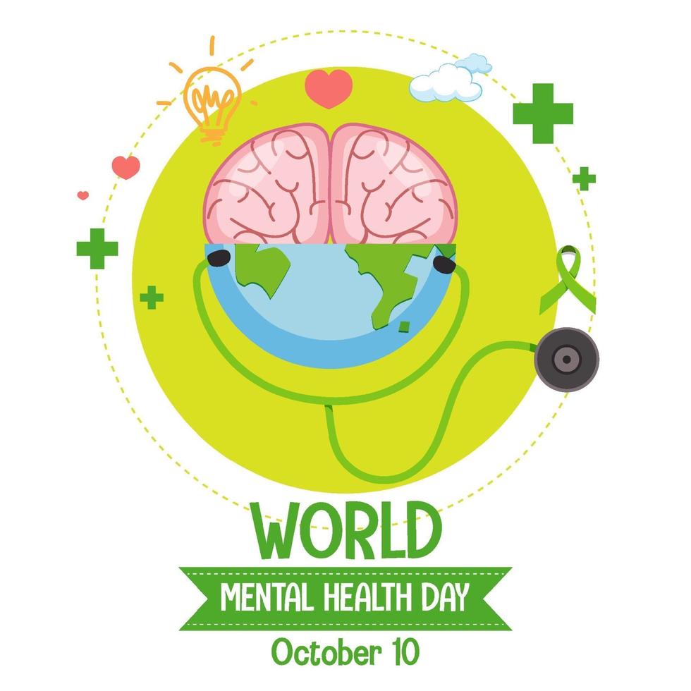 banner o logo della giornata mondiale della salute mentale isolato su sfondo bianco vettore