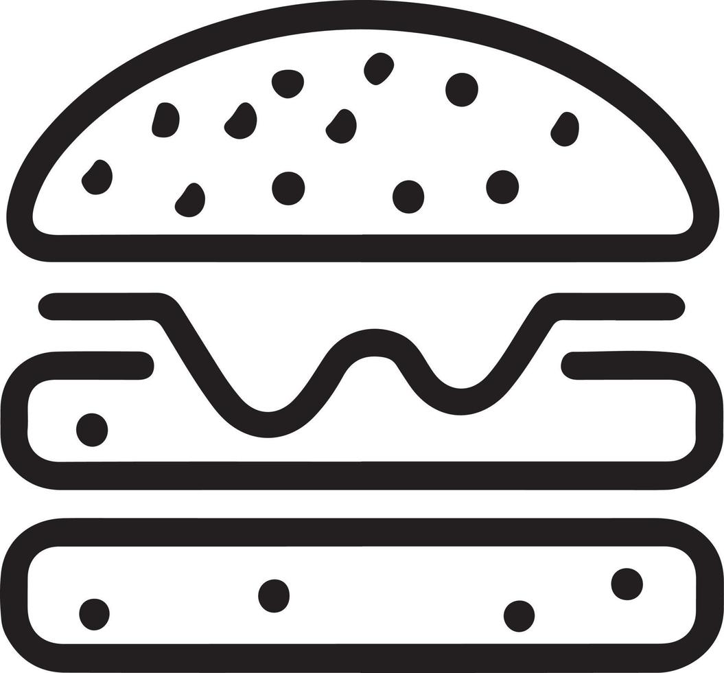 minimalista hamburger icona su bianca sfondo. veloce cibo simbolo vettore