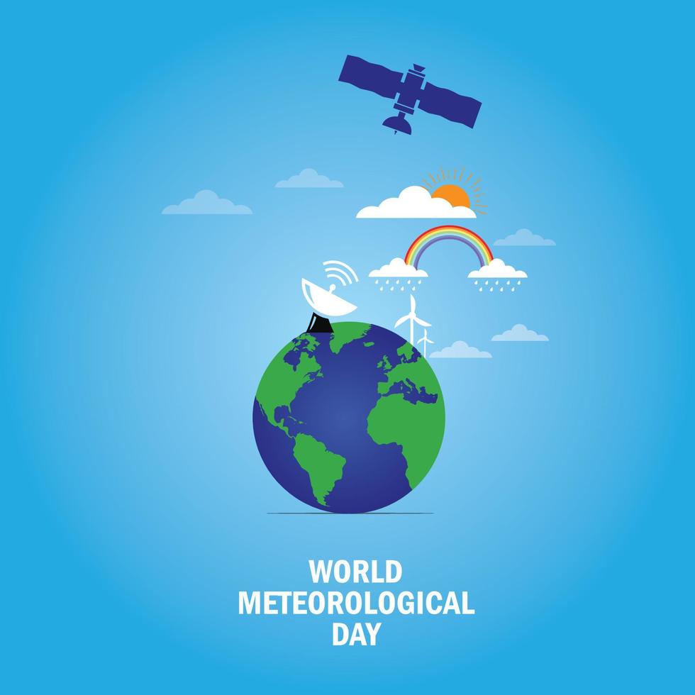 mondo meteorologico giorno. globo pianeta terra silhouette. meteorologico giorno manifesto, marzo 23. importante giorno. vettore illustrazione.