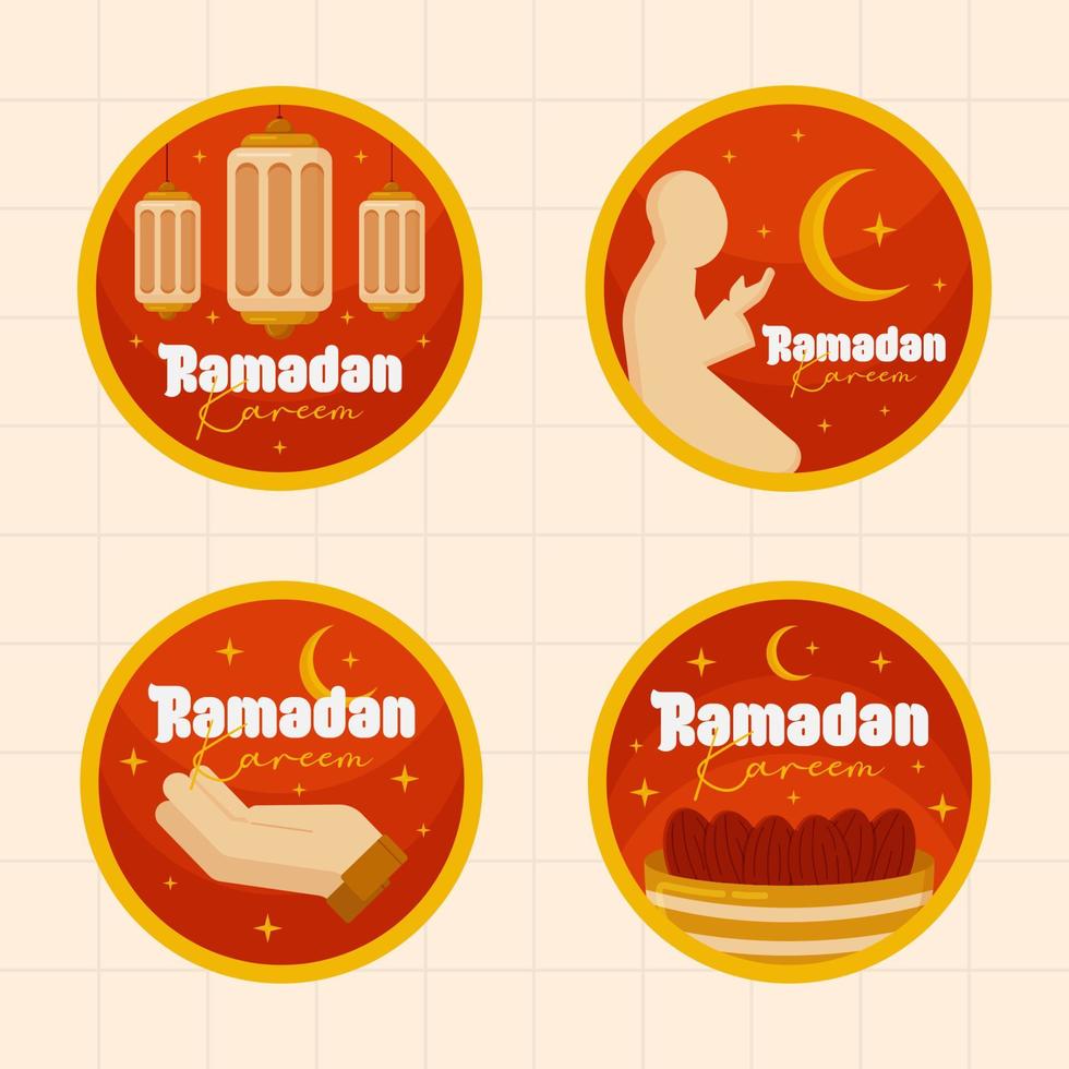 islamico Ramadan kareem etichette distintivo collezione nel piatto illustrazione vettore