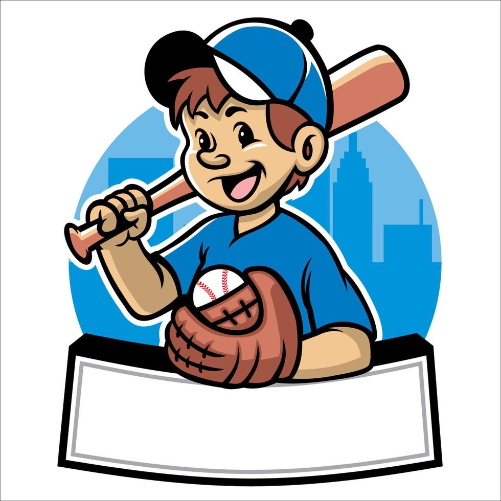 baseball ragazzo posa carino e adorabile nel cartone animato vettore