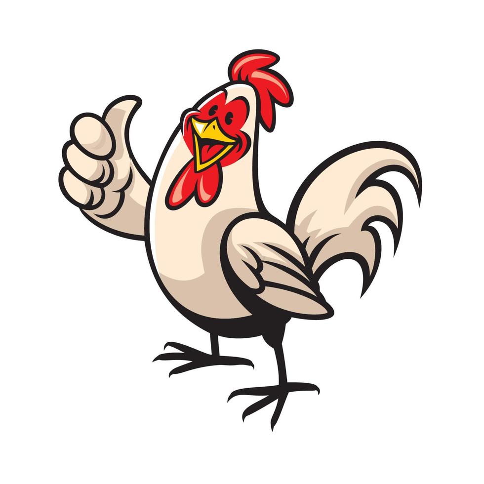 cartone animato di pollo con pollice su vettore
