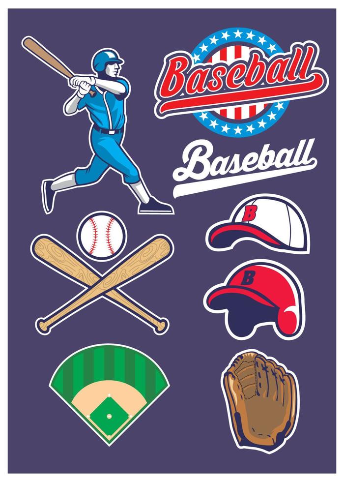 baseball impostato oggetto collezione vettore