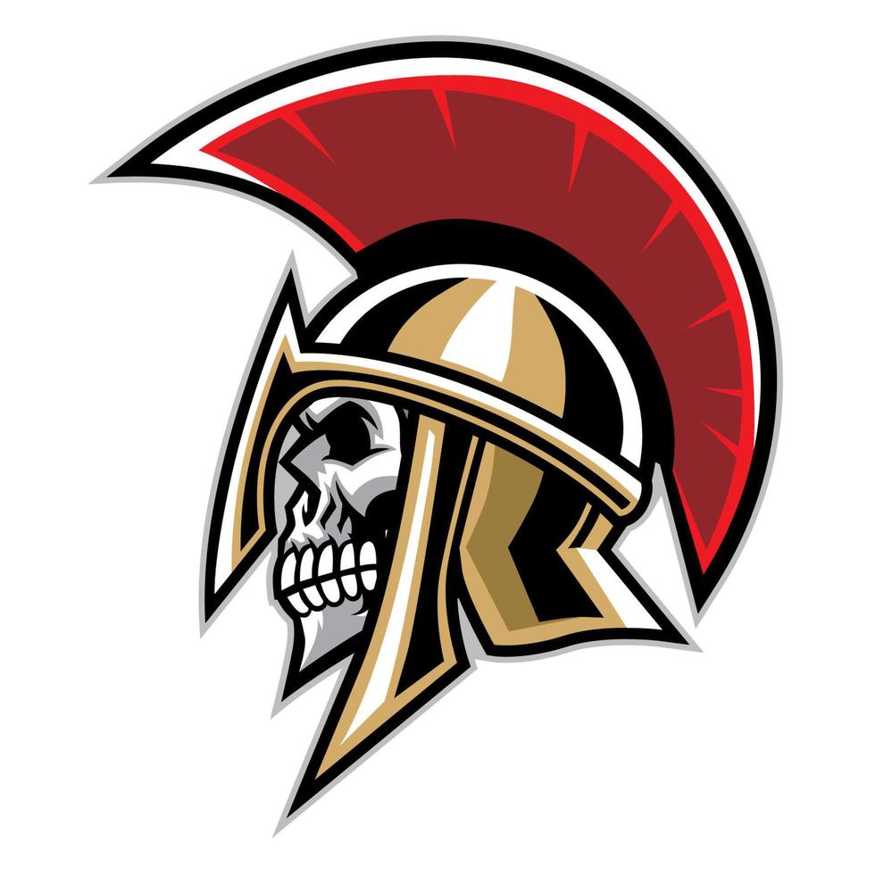 guerriero cranio sparta testa portafortuna sport logo stile vettore