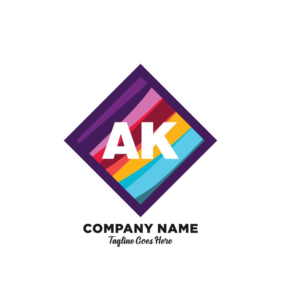 ak iniziale logo con colorato modello vettore. vettore