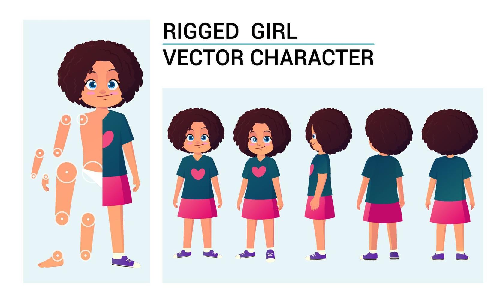 carino ragazza personaggio costruzione impostato per animazione e sartiame vettore illustrazione