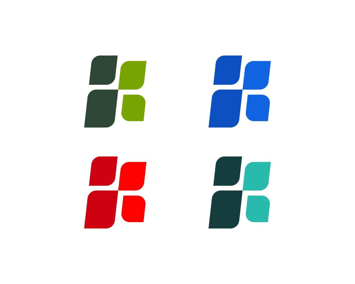 frondoso K logo design impostato con 4 variante colori vettore