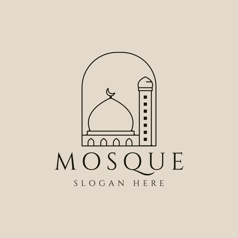 islamico moschea architettura linea arte logo, icona e simbolo, vettore illustrazione design