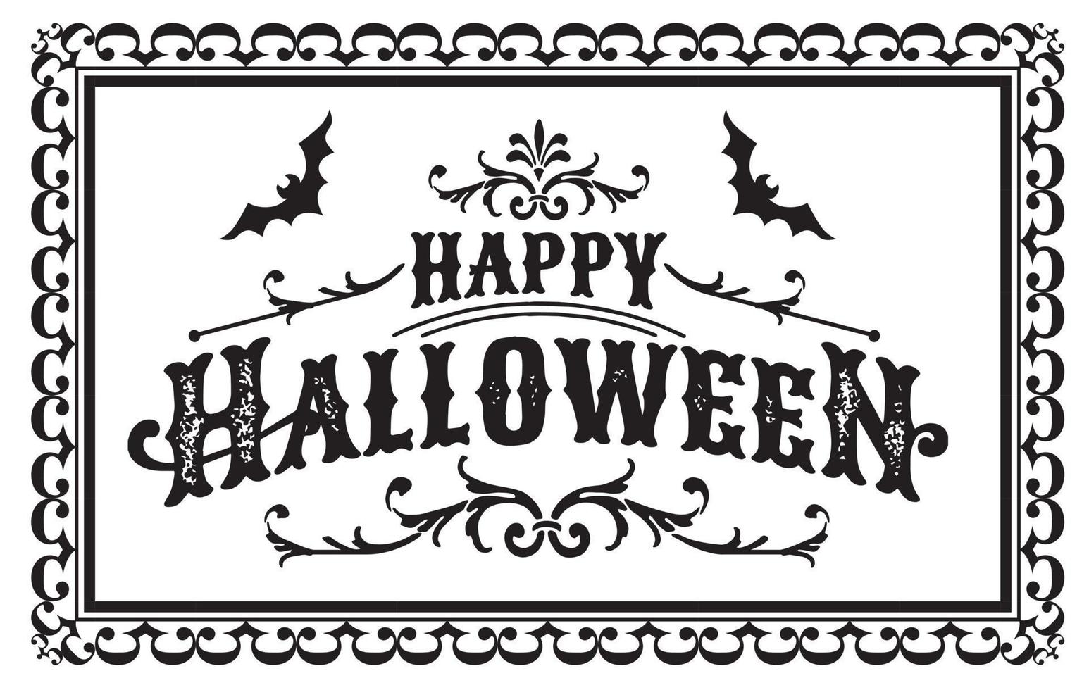 Halloween telaio con contento Halloween testo, e pipistrello Halloween vettore telaio design