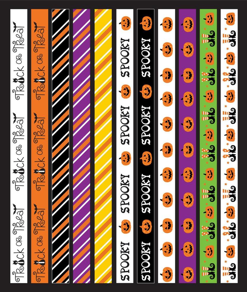 Halloween 11 rotoli washi nastro design elemento vettore clip arte- Halloween stretto vettore illustrazione