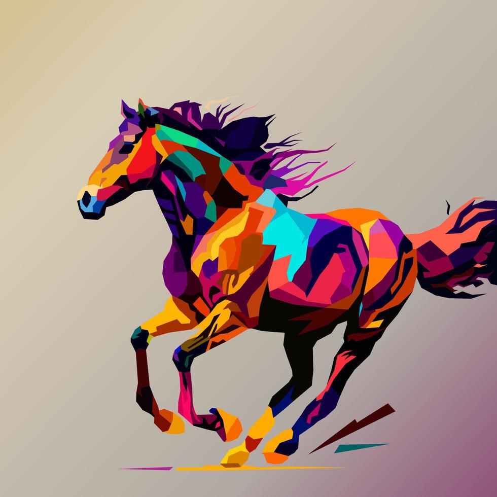 in esecuzione cavallo disegnato utilizzando wpap arte stile, pop arte, vettore illustrazione.