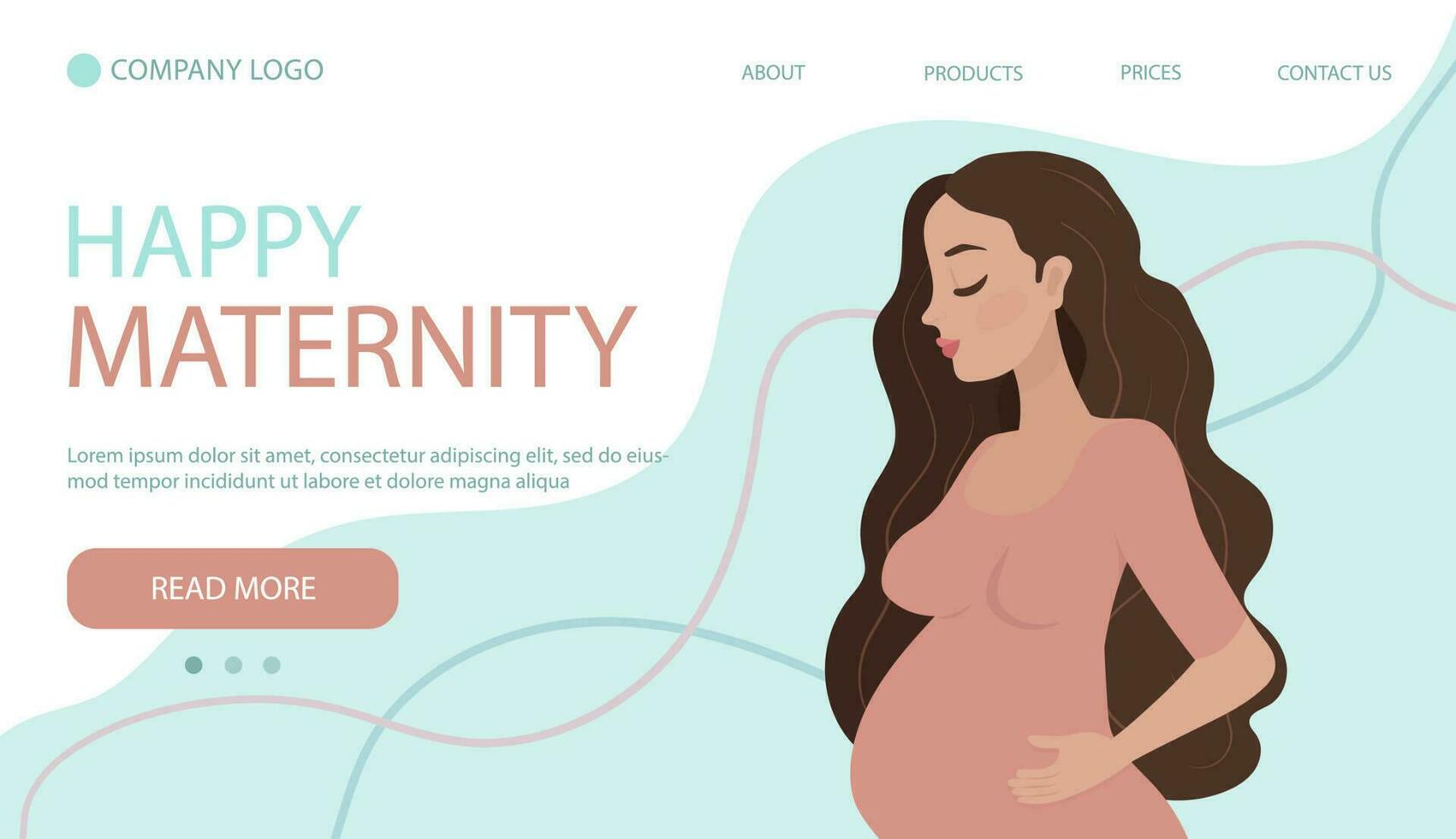 incinta donna concetto illustrazione nel carino cartone animato stile, assistenza sanitaria, gravidanza. casa pagina bandiera vettore