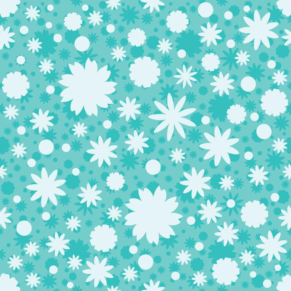 senza soluzione di continuità modello con turchese stelle, punti, fiocco di neve, fiori su blu sfondo. cielo sfondo. vettore