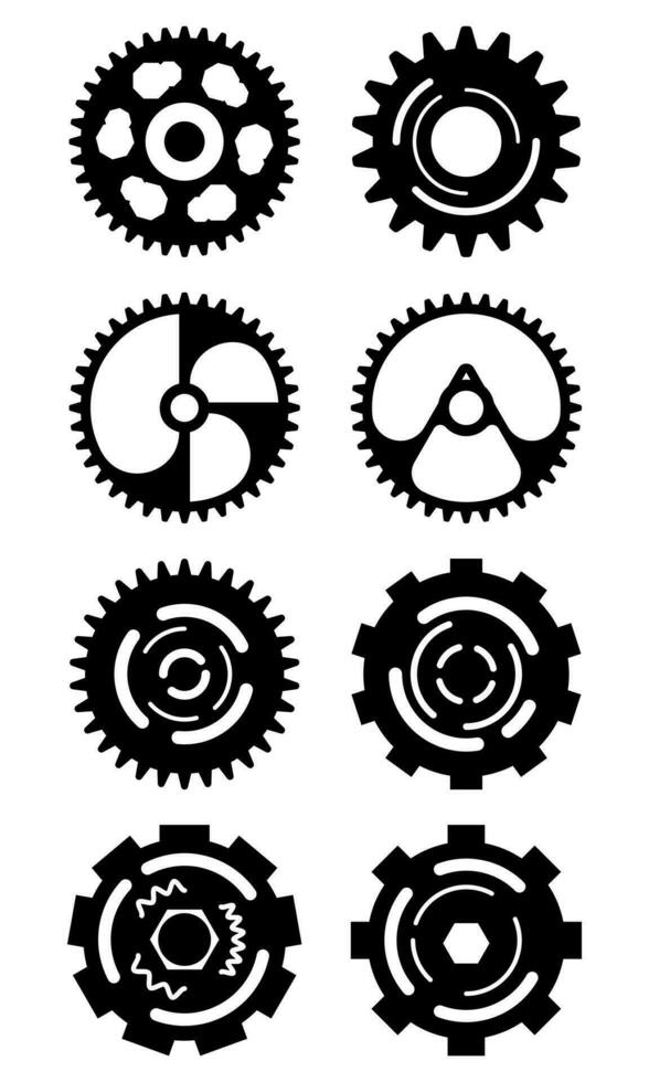 moderno ingranaggi impostato con diverso design isolato vettore