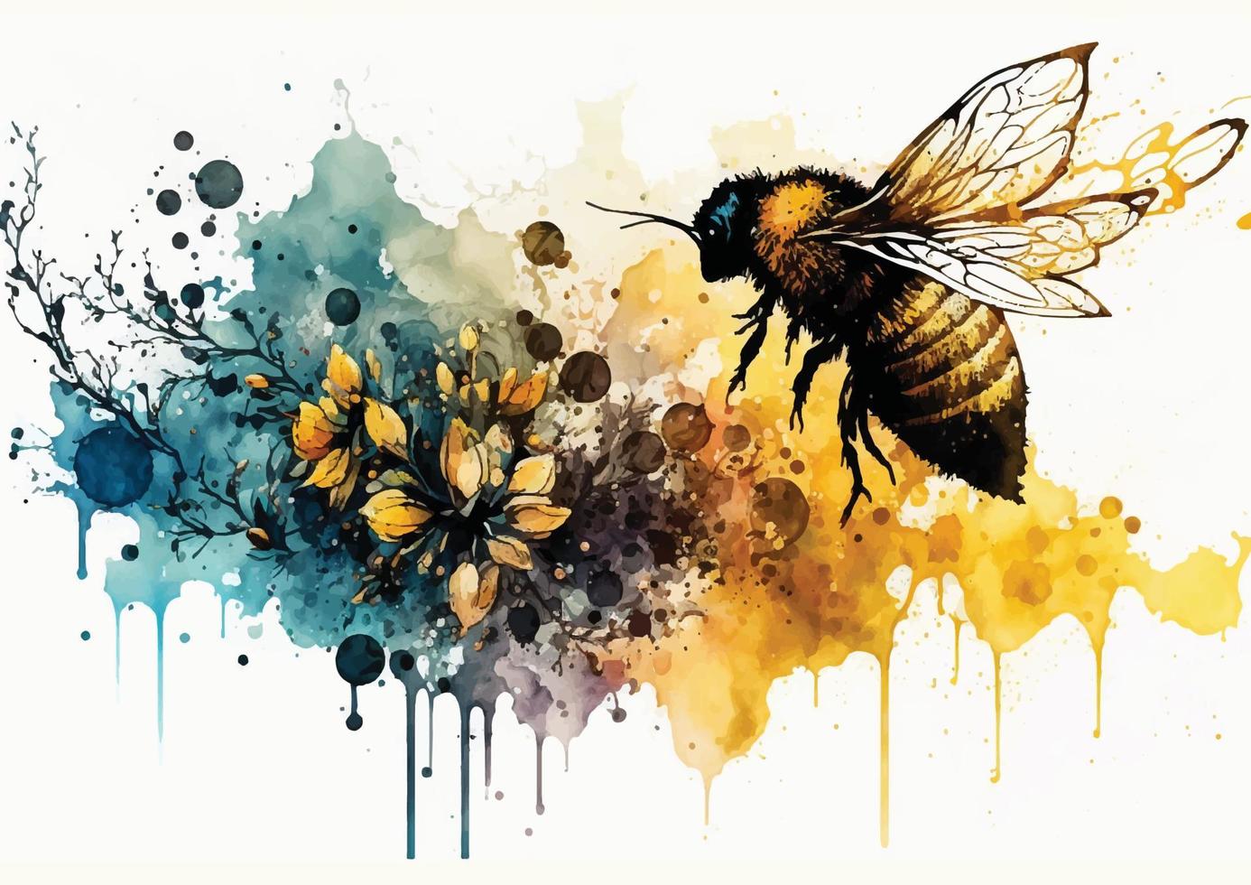 Inserisci un' toccare di natura con queste bellissimo acquerello vettore disegni di api