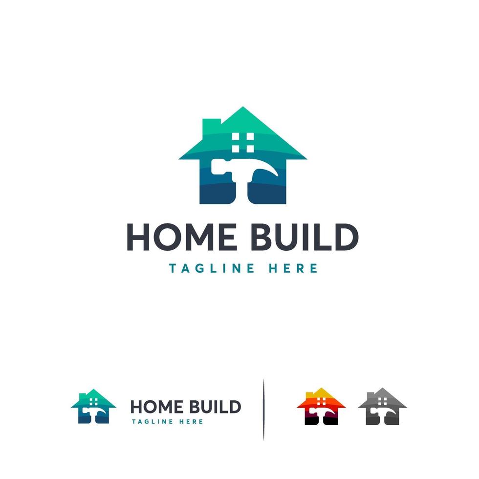 vettore di concetto di progettazione di logo di costruzione domestica, modello di logo di riparazione della casa