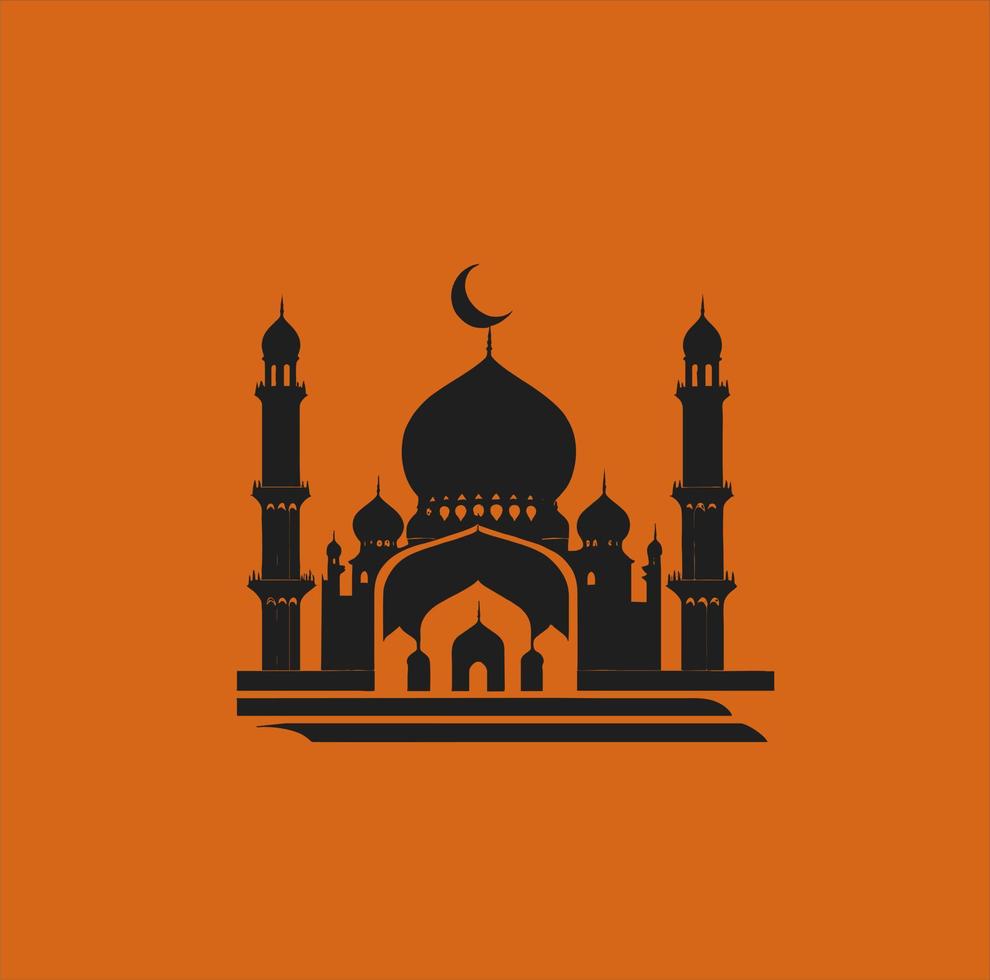 vettore illustrazione di un' moschea e nel un' minimalista stile. Perfetto per Ramadan kareem saluto design elementi. arancia colore sfondo modello, Ramadan tema.