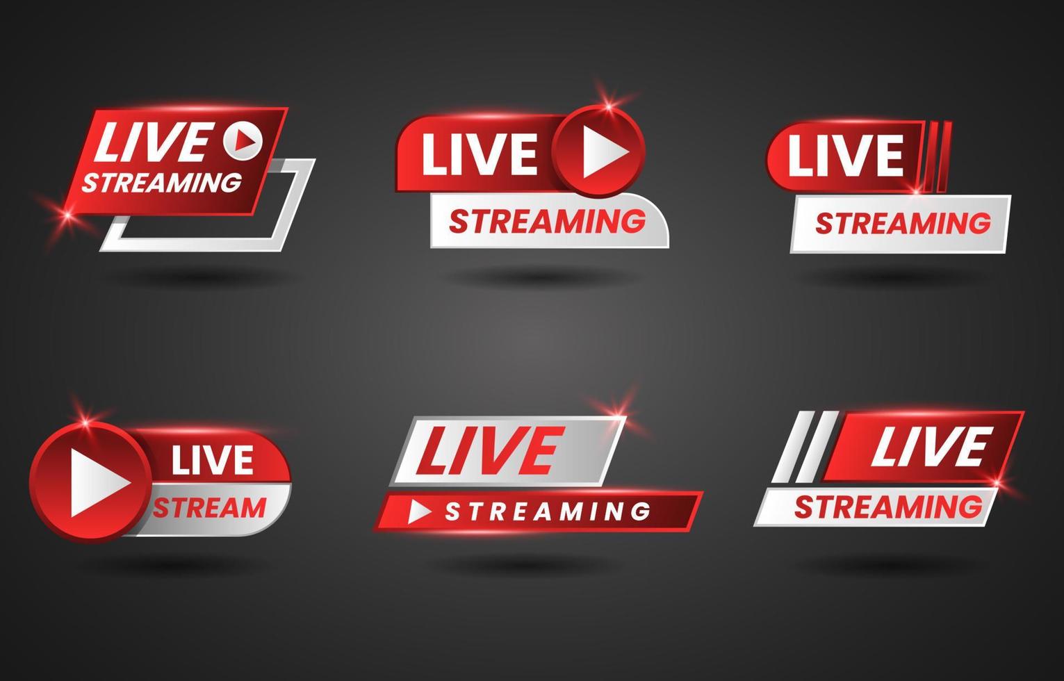 impostato vivere streaming badge collezione vettore