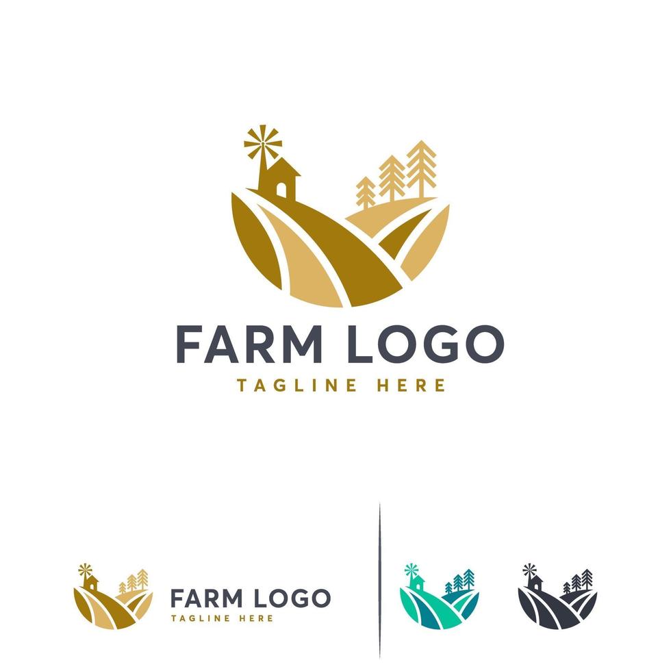 vettore di concetto di progettazione di logo di fattoria, modello di logo di ambiente