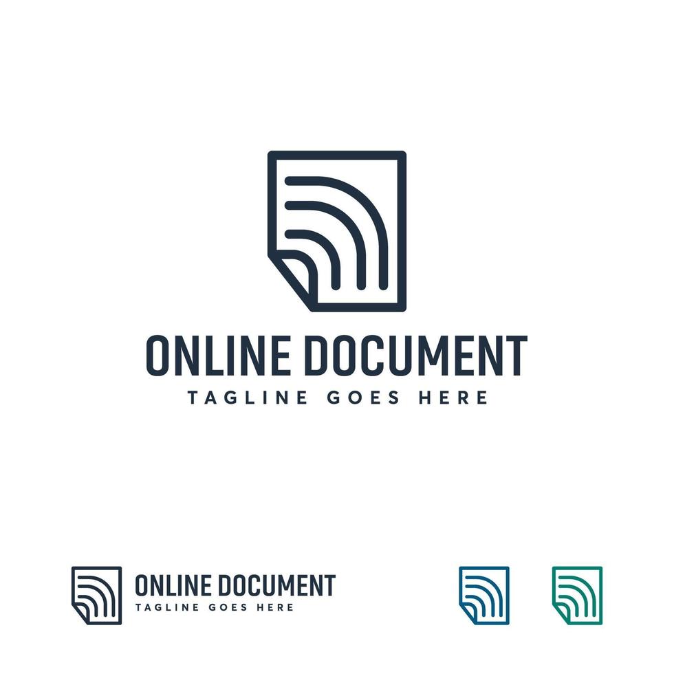 disegni di logo di documenti online, simbolo del logo doc cloud vettore
