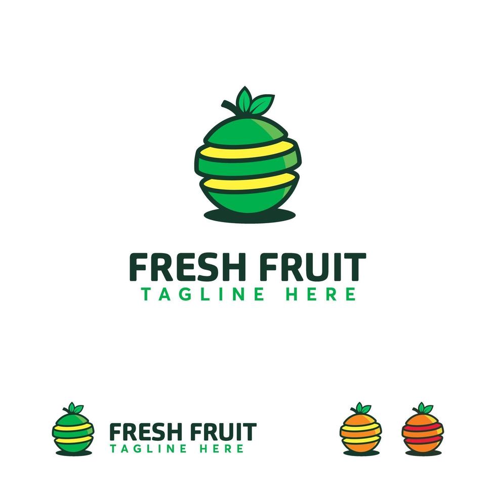 vettore di disegni di logo di frutta fresca, modello di logo di succo