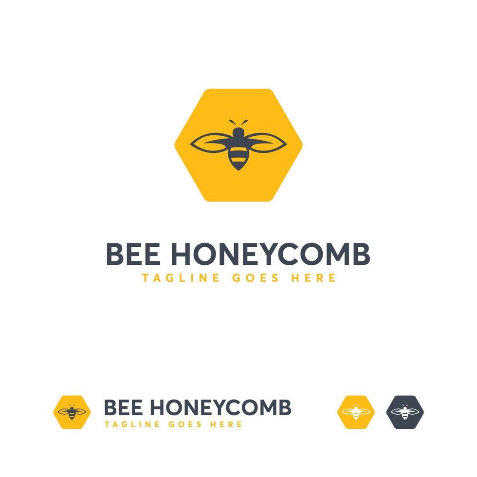 modello di disegni di logo di ape, vettore di concetto di disegni di logo a nido d'ape