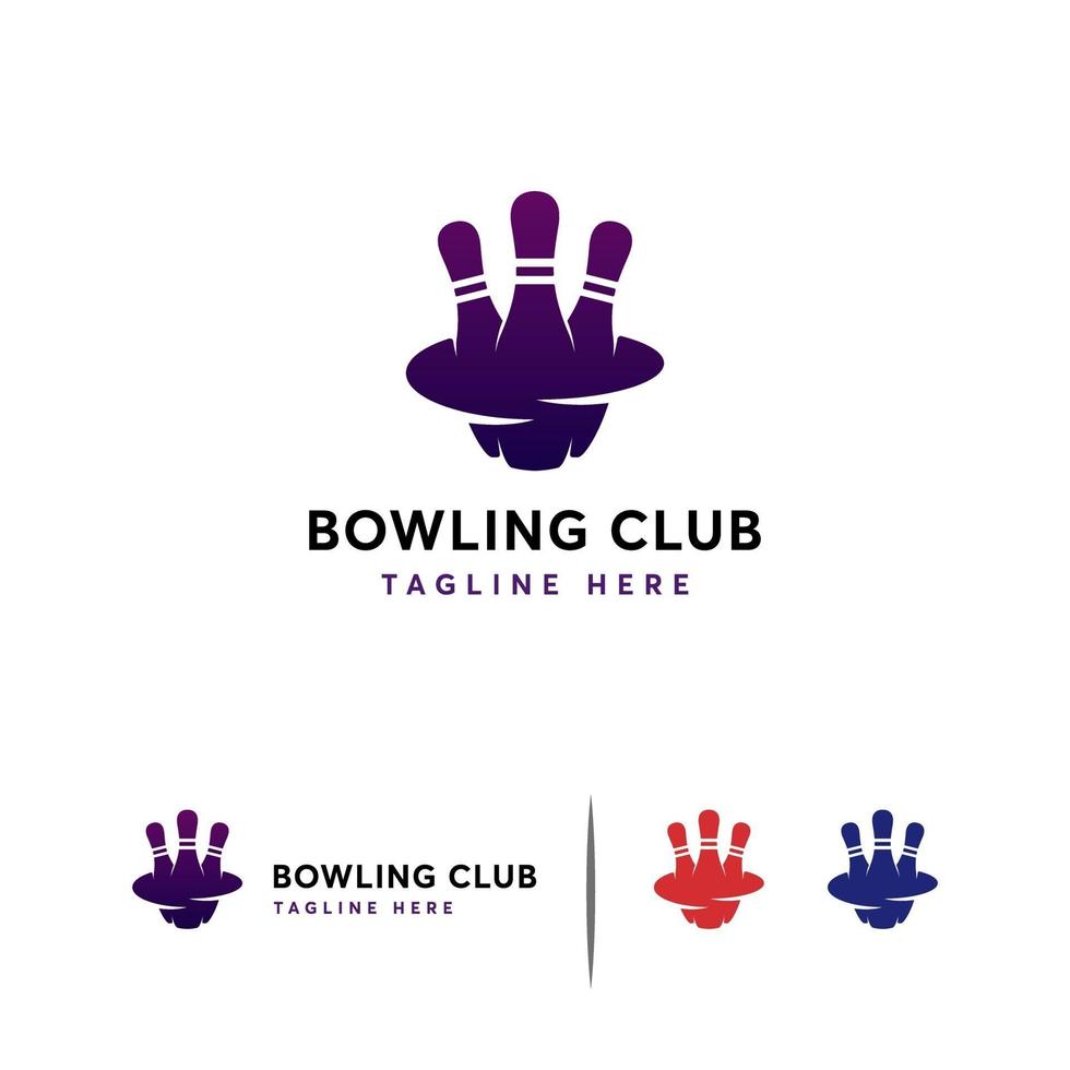 concetto di design del logo del club di bowling, modello di logo del centro di bowling vettore