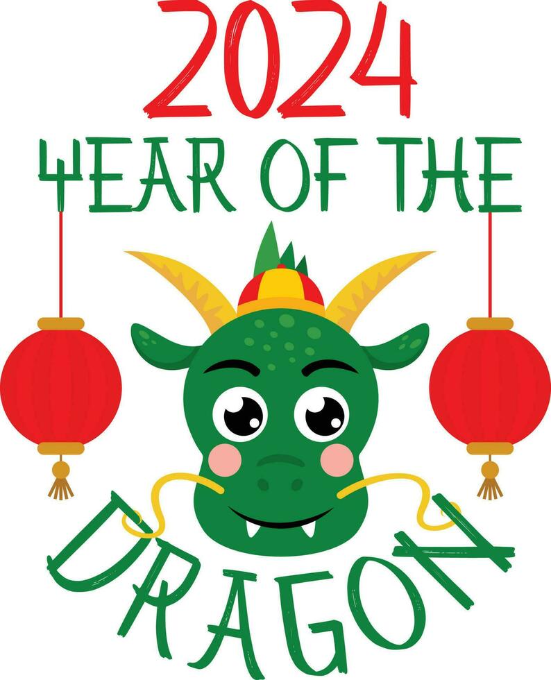 contento nuovo Cinese anno 2024 di il Drago vettore