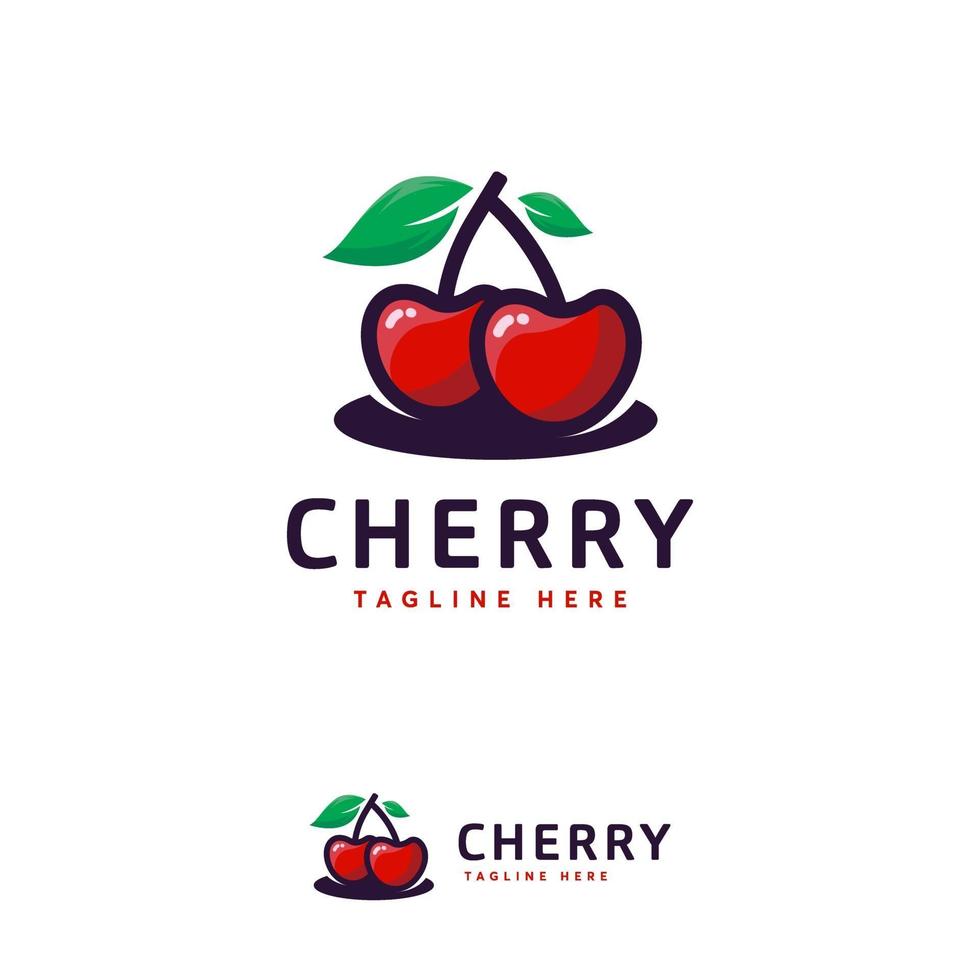 modello di disegni di logo di frutta ciliegia dolce vettore