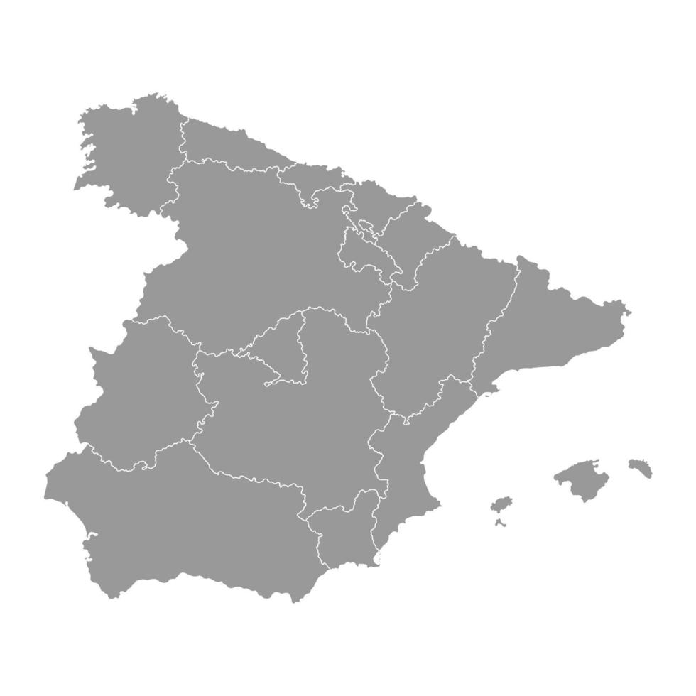 Spagna regioni carta geografica. vettore illustrazione.