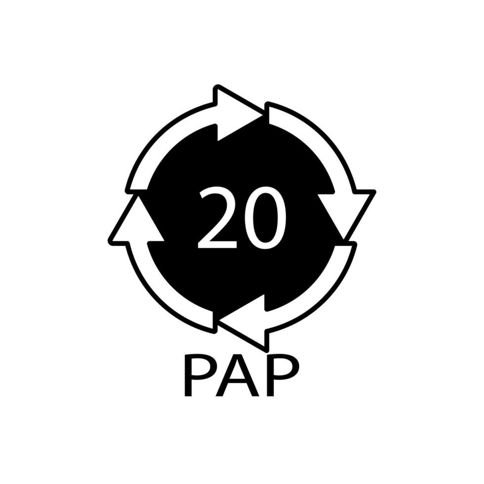 simbolo di riciclaggio della carta pap 20. illustrazione vettoriale