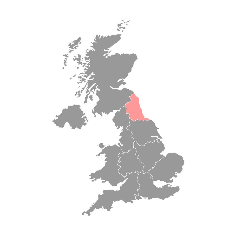 nord-est Inghilterra, UK regione carta geografica. vettore illustrazione.