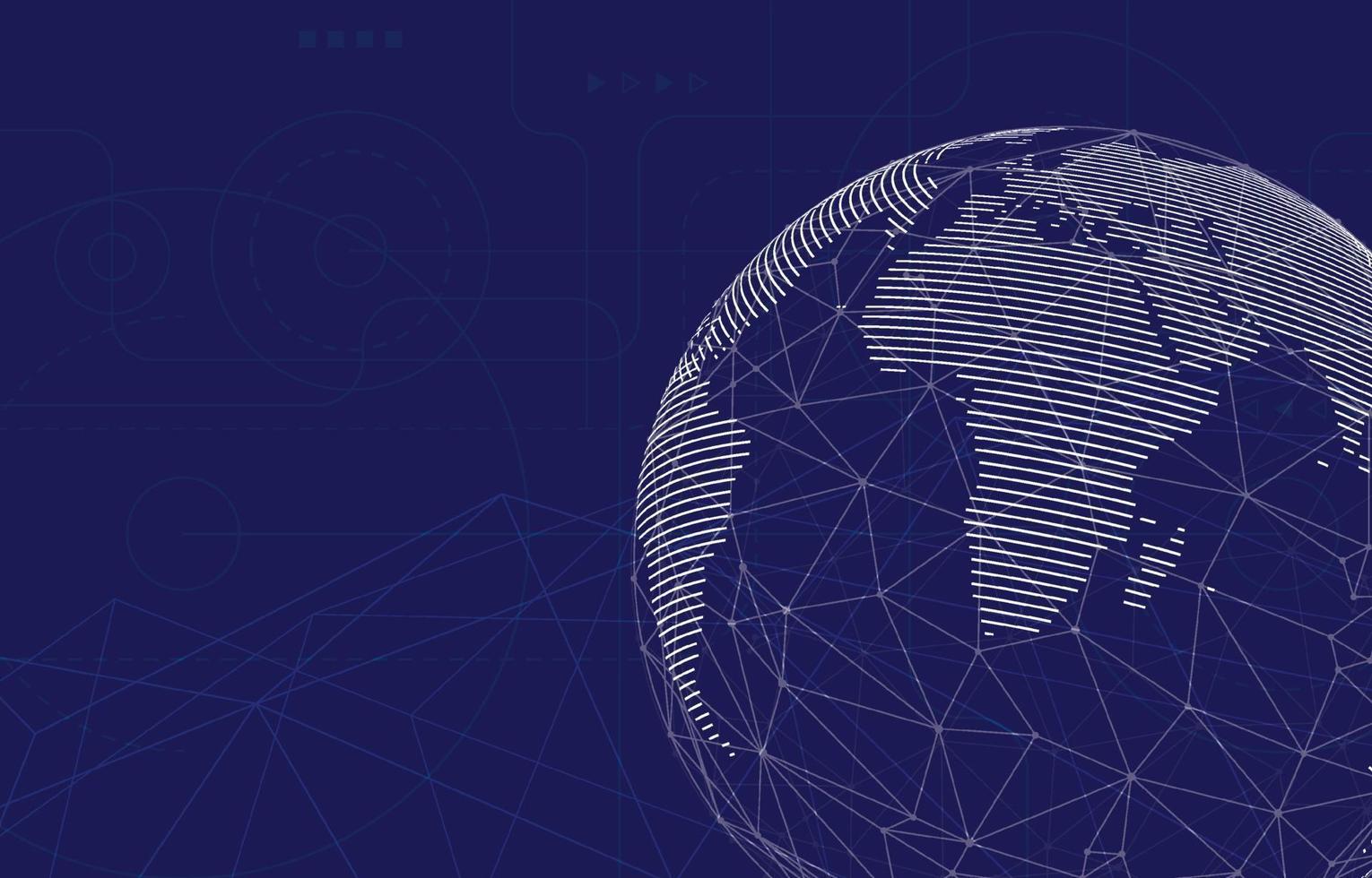 connessione di rete globale. punto della mappa del mondo e concetto di composizione della linea del business globale. illustrazione vettoriale