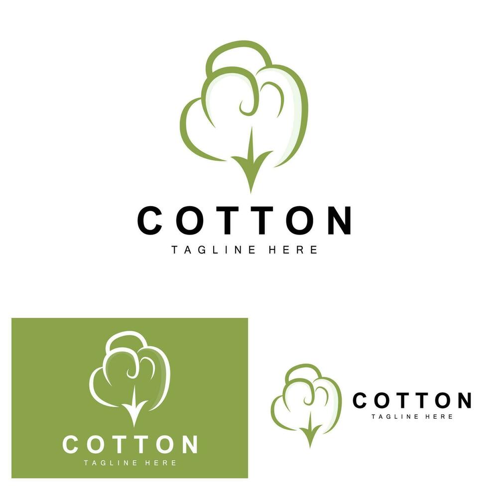 cotone logo, morbido cotone fiore design vettore naturale biologico impianti abbigliamento materiale e bellezza tessile