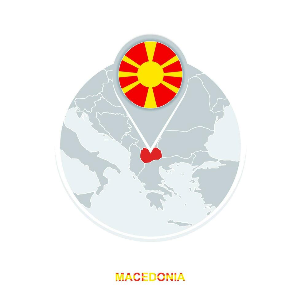 macedonia carta geografica e bandiera, vettore carta geografica icona con evidenziato macedonia